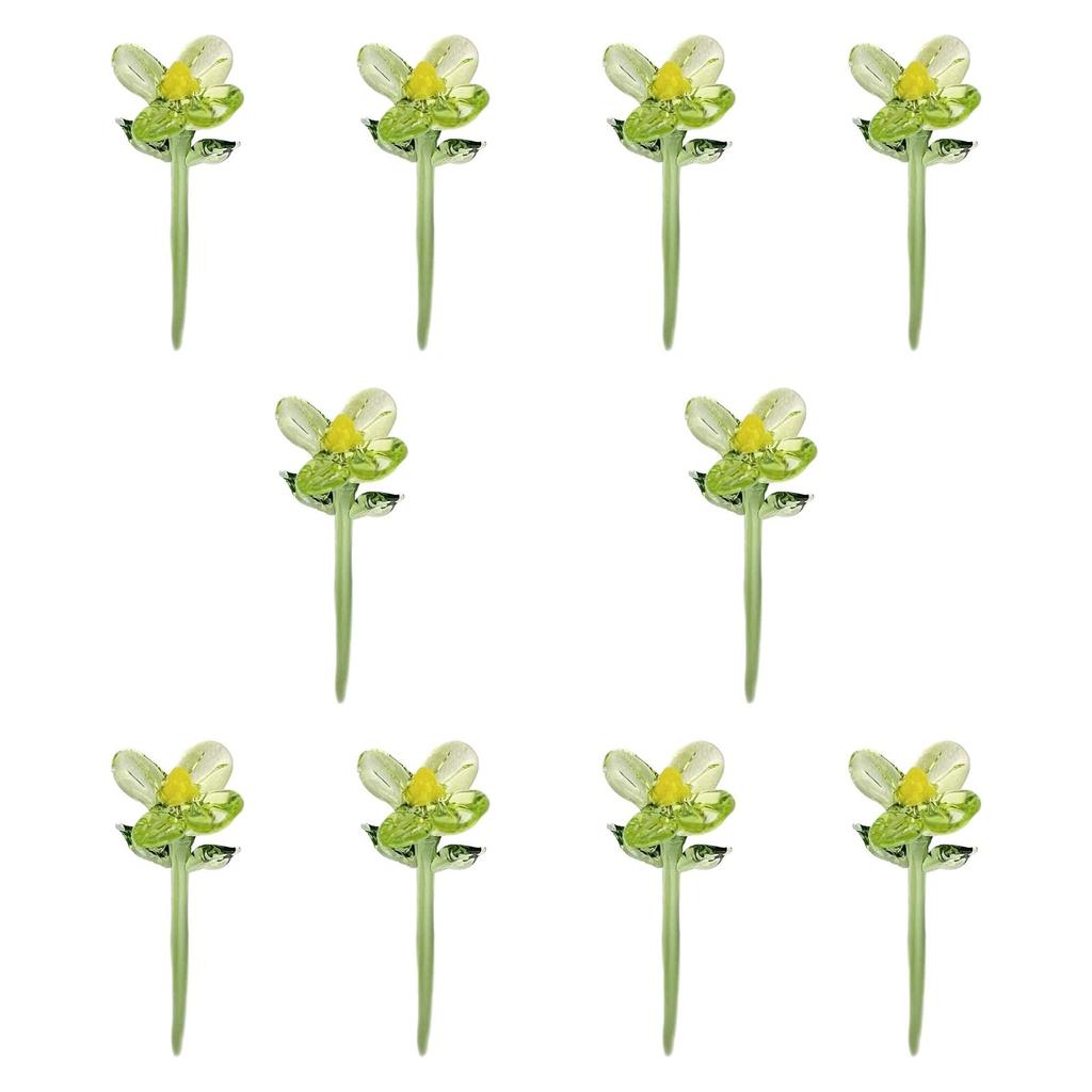 10 Mini Crystal Flower Ornaments, Collectible, Decorative, Gifts, Artificial