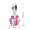 S925 Silver Pink Ribbon Gift Box Pendant Beaded Bracelet Necklace DIY Craft Jewelry Accessories Loose Beads
