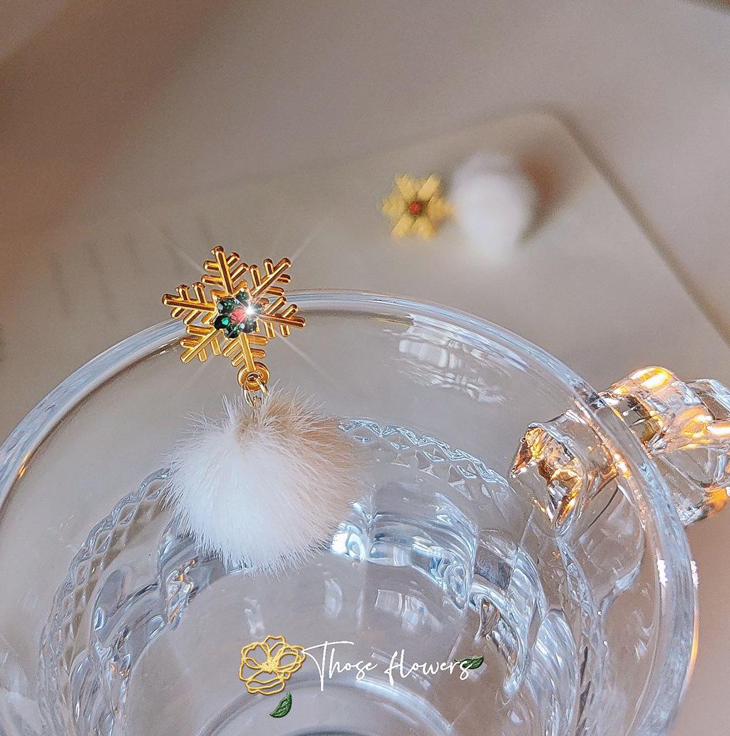 

С Рождеством! Серьги-пусеты из серебра 925 пробы в виде снежинки, женские, трендовые, в европейском и американском стиле