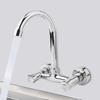 Kitchen Faucet Wall Mounted Brass Sink Faucet Mixer 360 Degree Swivel Double Hole Bathroom Hot And Cold Mixing Valve Tap