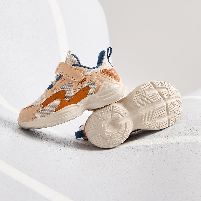 Anta Fashionable Comfortable Lightweight Shock Absorbing Low Top Kids Running Shoes Kids Sneaker Light-Pink Beige Orange A12449971-1