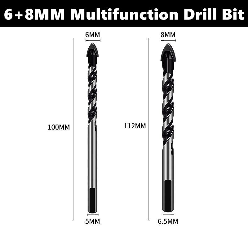 3-12mm Multifunctional Triangle Drill Bit Diamond Drill Set Ceramic Tile Concrete Brick Wood Glass Punching Hole Saw Metal Drill
