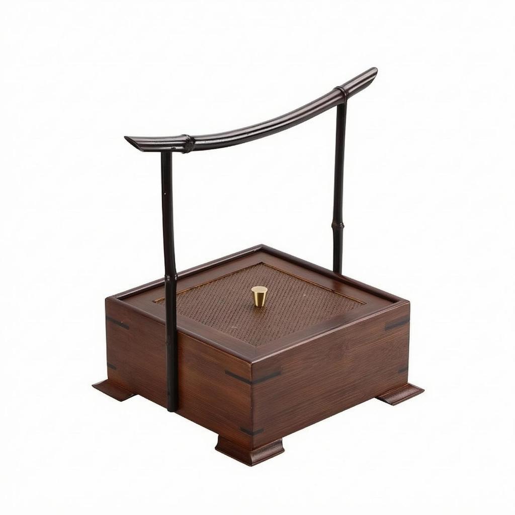 Rustic Wood Storage Box with Rattan Lid | Raised Feet for Elevated Profile,
