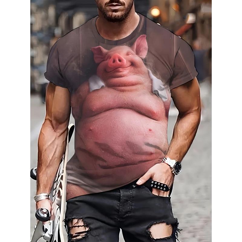 WowClassic Zomer Ronde Hals 3D Grappige Dierenprint Top Modieuze Casual Korte Mouw Heren T-shirts 5XL