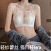 Underwear Women's Big Breasts Show Small Steel Rings, Ultra-thin Cat Claw Cup, Sexy New Lace Back Bra Cover Summer