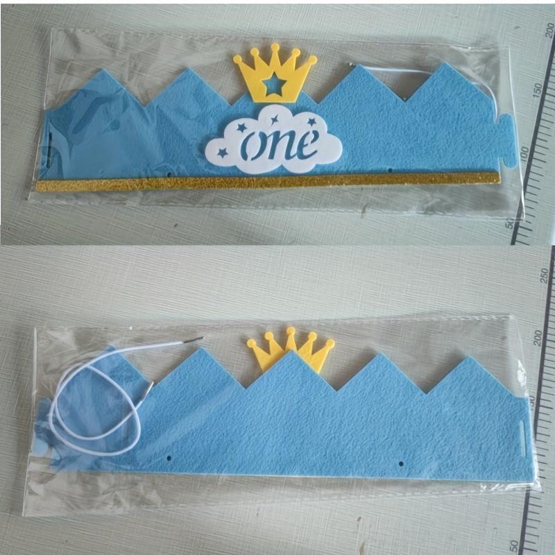1pc Happy Birthday Crown Hat Disposable Party Glitter Ribbon Golden Crown Star Decorations Blue Cloud Base Happy Birthday Photo Props