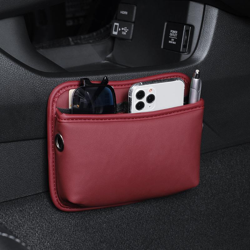 

1pc Self Adhesive Organizer Pocket Universal Car Collecting Bag for Phone Key Card Car Interior Accessories 1pc красный