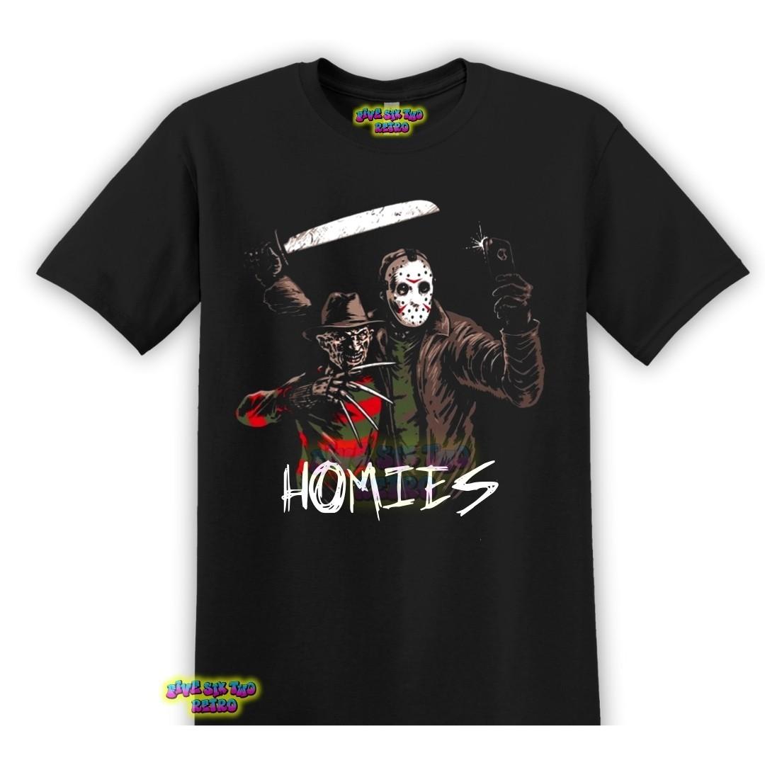 Homies Jason Voorhees Freddy Krueger Funny Horror T-Shirt Black S-3XL M
