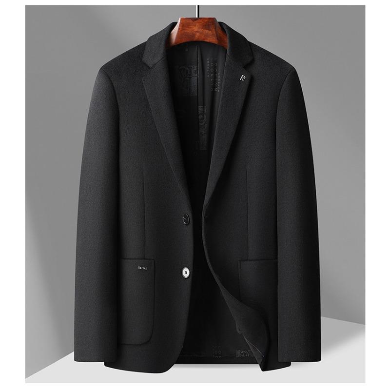 Podzimní a zimní lehký luxusní vlněný jednoknoflíkový trendy oblek s vestou pro středního věku a mladé muže
