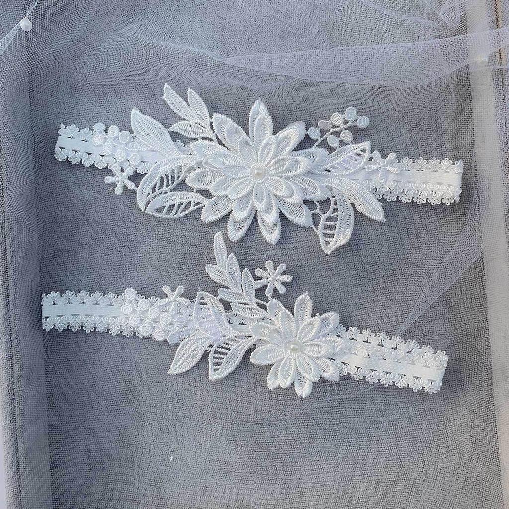 Sexy Fashion Lingerie Wedding Garter Belt Bride Cosplay Party Accessories Bowknot Flower Lace Elastic Leg Ring Bridal Leg Garter