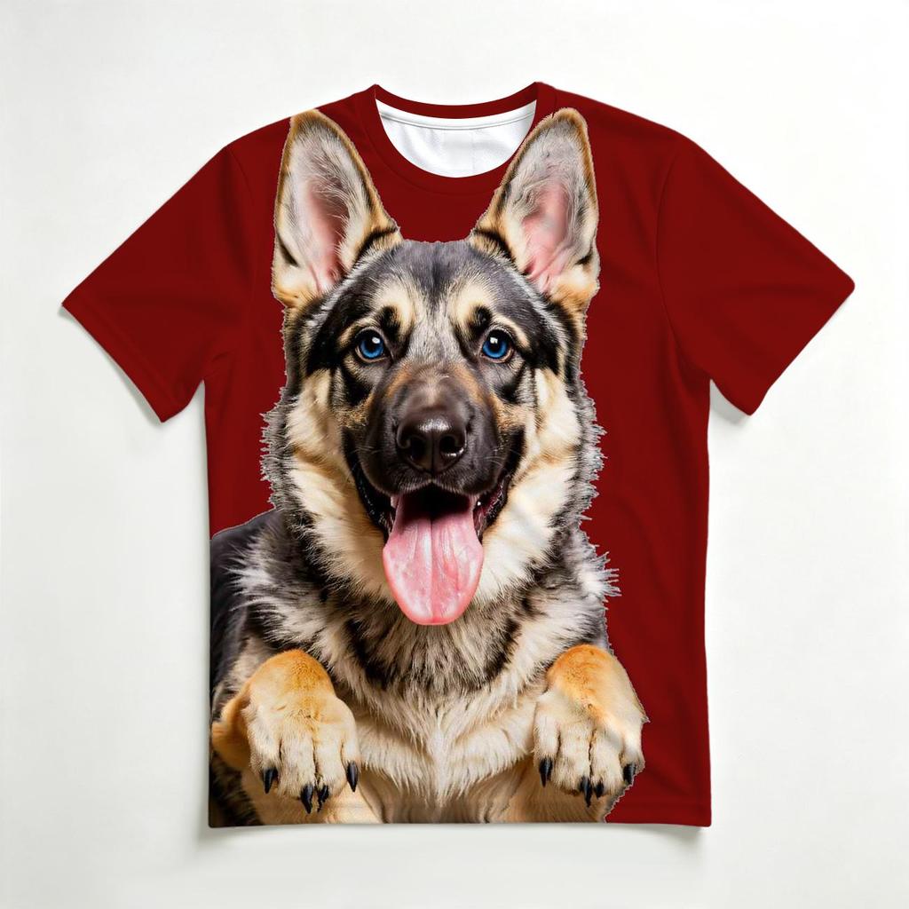 Schönes Deutscher Schäferhund 3D All Over Print Herren Rundhals T-Shirt