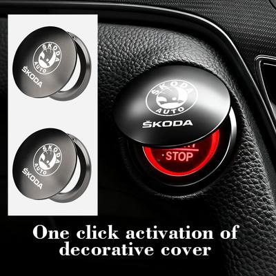 AAABR1 Car One-Click Start Button Protector Cover Decoration Stickers For Fabia 1 2 Octavia A7 RS Superb Rapid Yeti Karoq Vision
