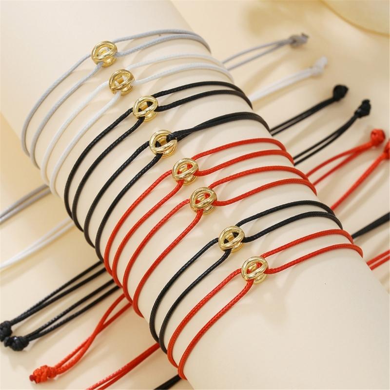 2 buc Brățări de Cuplu Mărgele Norocoase Lanț de Mână Reglabil Handmade Lanț de Încheietură cu Frânghie Împletită Accesoriu