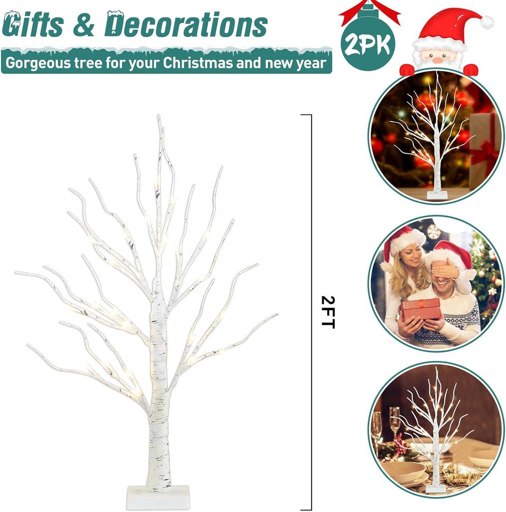 LED Birch Tree Holiday Interior Light - Christmas Atmosphere & Bedroom Decor
