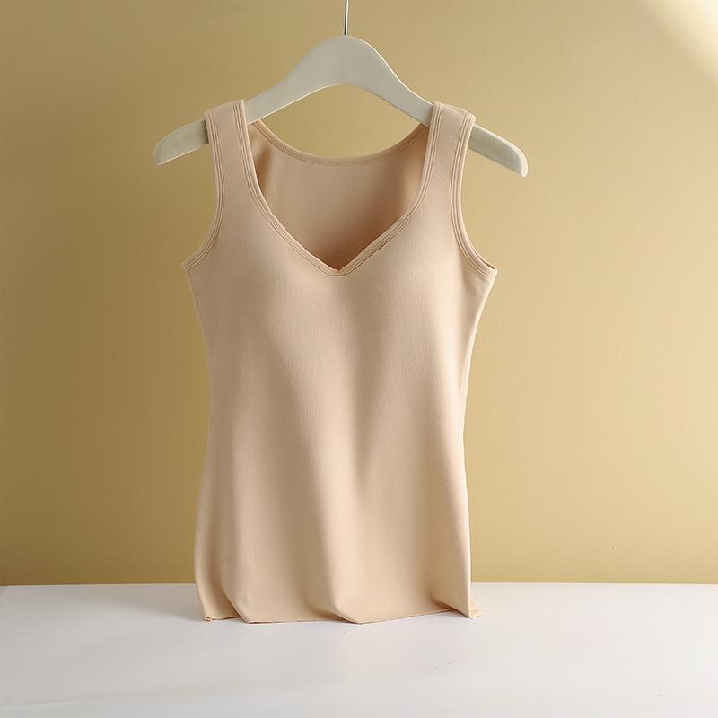 Damen Samt Warme Weste mit Verdickten Brustpolstern, BH-Frei, Herbst/Winter Unterwäsche.