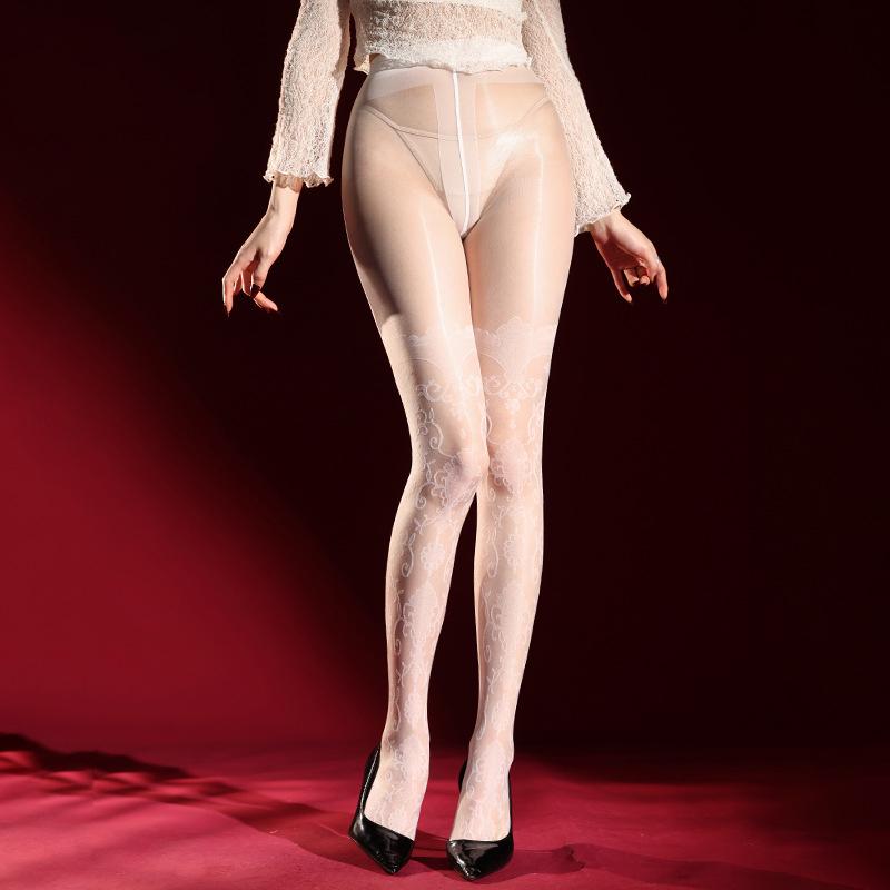 Sexy Barock Jacquard Dünn Aurora Muster Pure Lust Strumpfhose Ol Party Tanz Ootd Sommer Mode Strumpfhose Selbstbefriedigung Strumpf One Size brown