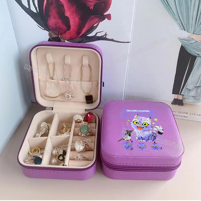 Wysokiej Jakości KPop Łowcy Demonów Pudełko na Biżuterię Organizer na Kolczyki, Naszyjniki, Pierścionki dla Kobiet Mini Organizer na Biżuterię Podróżny Pudełka Ekspozycyjne