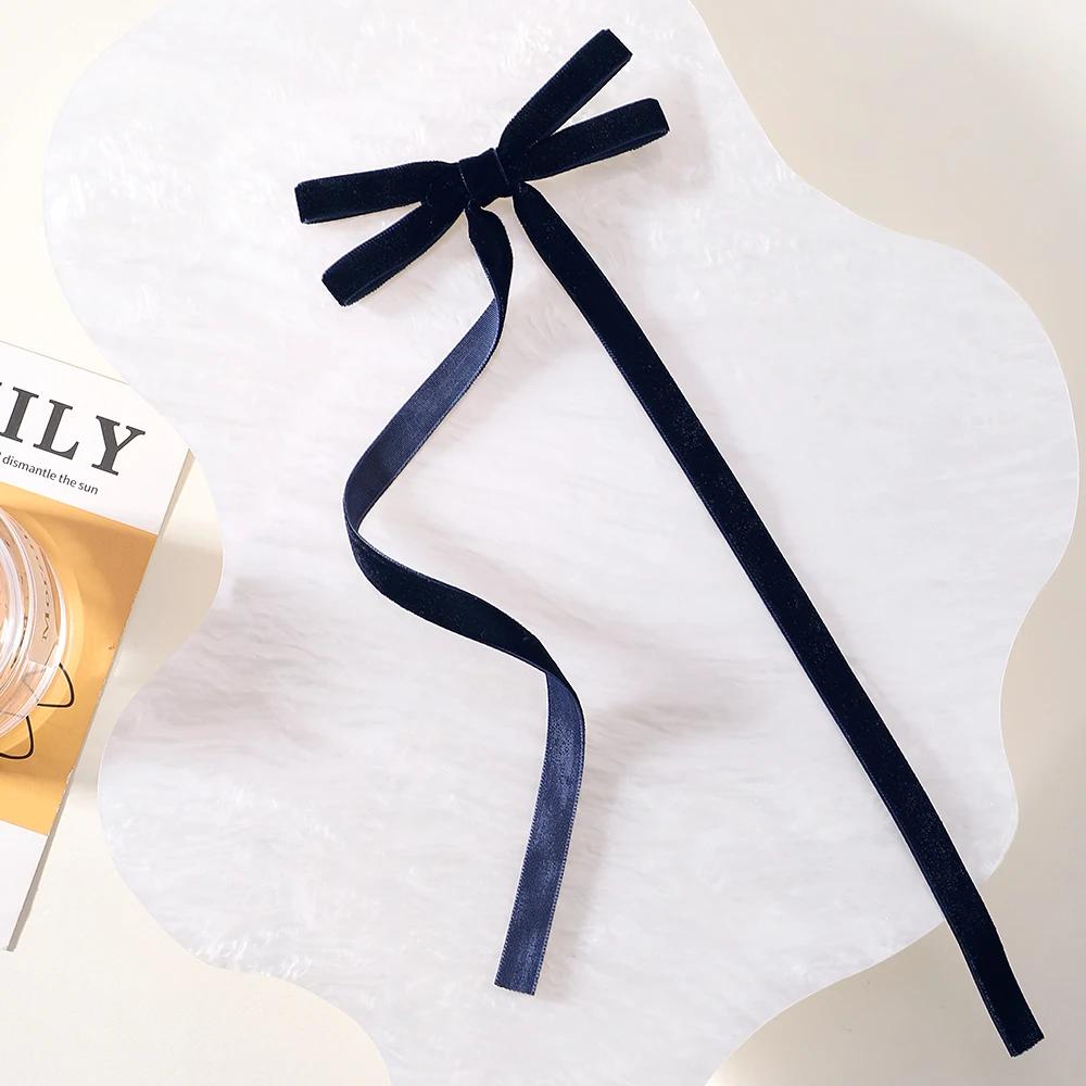 Vintage Big Large Velvet Bow Hairpins Barrettes For Women Girls Wedding Long Ribbon Korean Hair Clip Hairgrip Hair Accessories