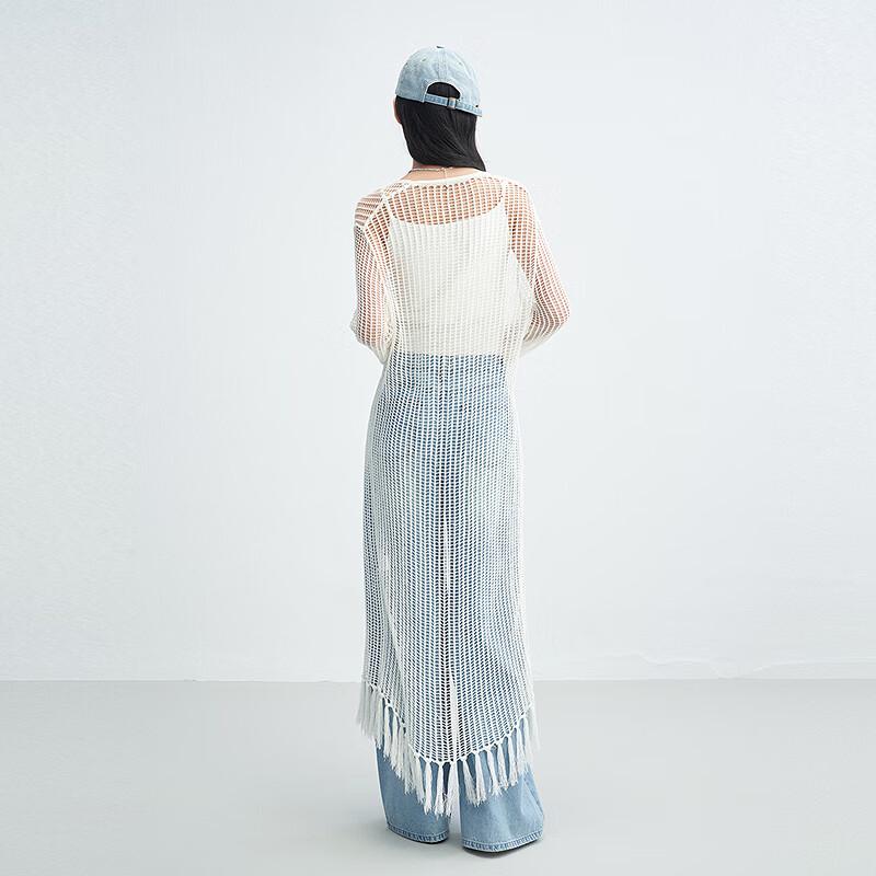 Ledin Long Knit Cardigan with Tassel & Open Weave