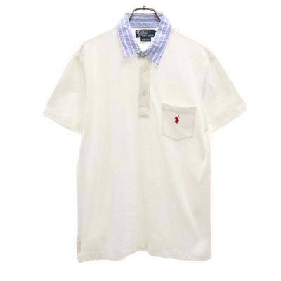 Polo von Ralph Lauren Kurzarm Custom Fit Poloshirt M weiß Rehbraun Herren Gebraucht