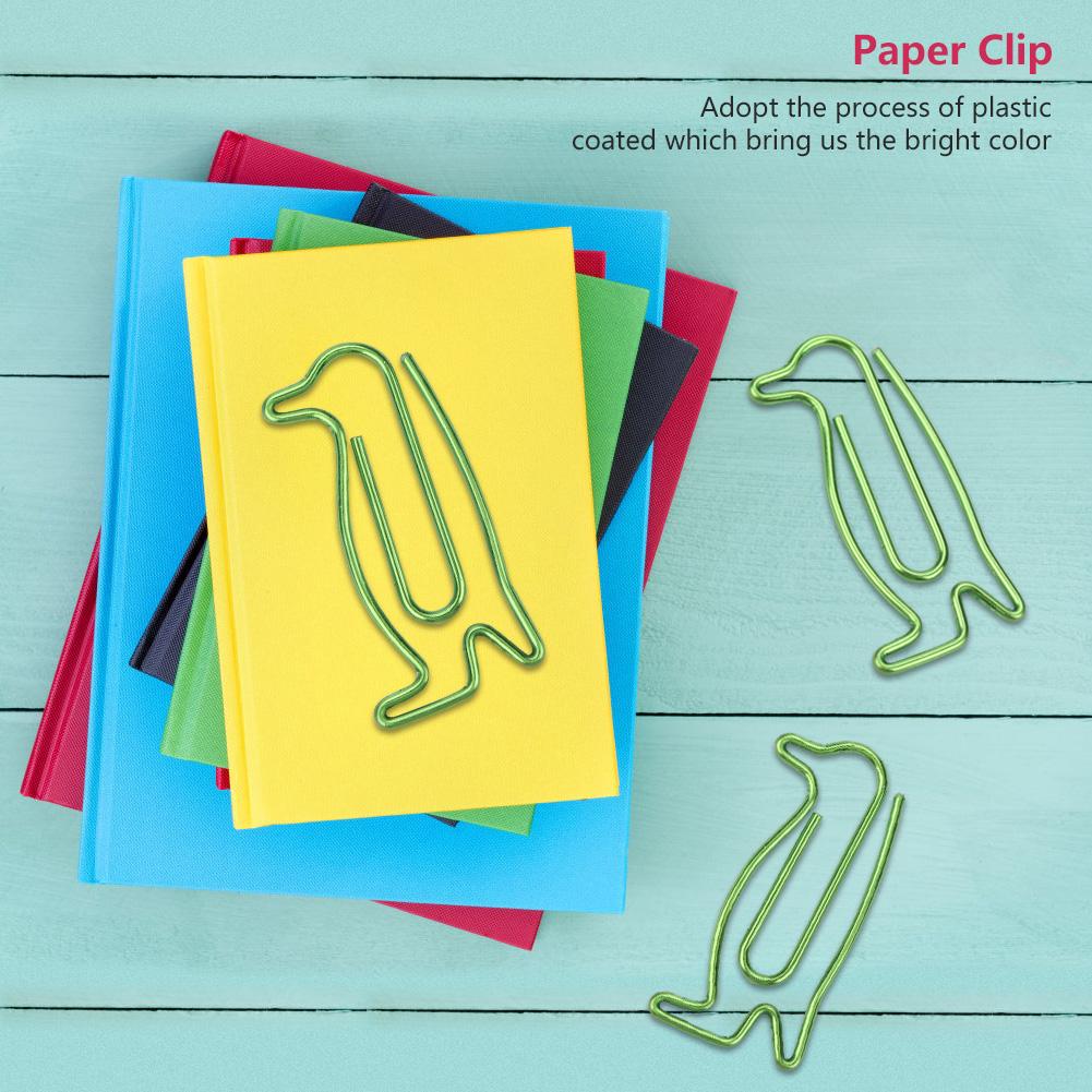 20Pcs Green Iron Penguin Shape Clip Bookmark Marking Stationery School Supplies