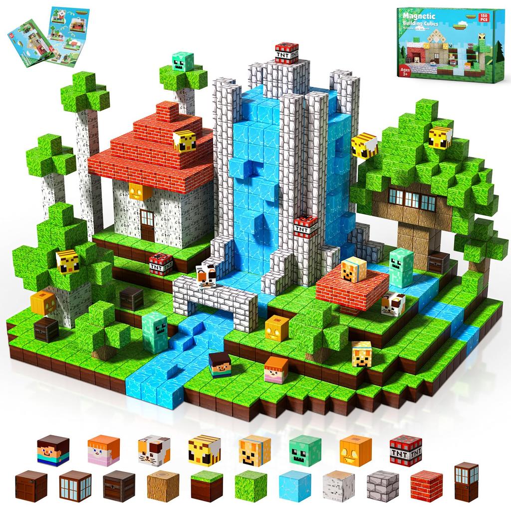 150 szt. Magnetyczne klocki konstrukcyjne, zabawki edukacyjne dla dzieci, chłopców i dziewczynek, prezent urodzinowy, prezent świąteczny