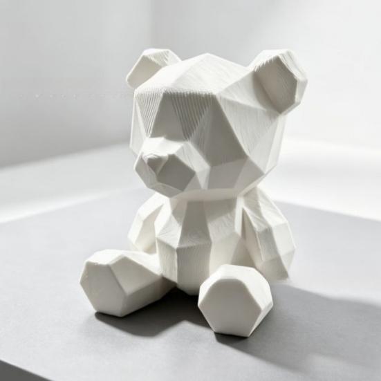 baizihuahu Polygon Bear Statue, Hand-Paint 3D Printed Ornament, Poly Geometric Nordic Style Sculpture, for Living Room Desk Home Decor