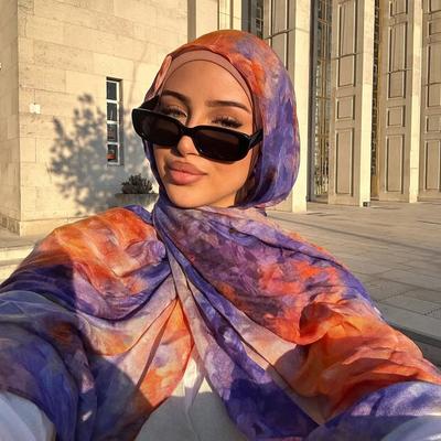 Hot Selling Tie Dye Printed Hijab Modal Cotton Viscose Scarf Rayon Shawl Lightweight Muslim Ramadan Headscarf Scarves