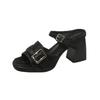 Fashion Women Slippers  Sandals Square Toe Shoes Summer 2025 New Dress Elegant Open Toe Pumps Woman Trend Flip Flops