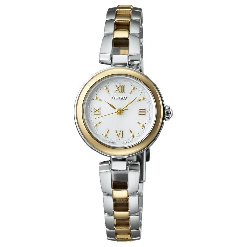 

SEIKO 100 meters waterproof solar Quartz Steel Strap 23mm women s watch white dial SWFA212