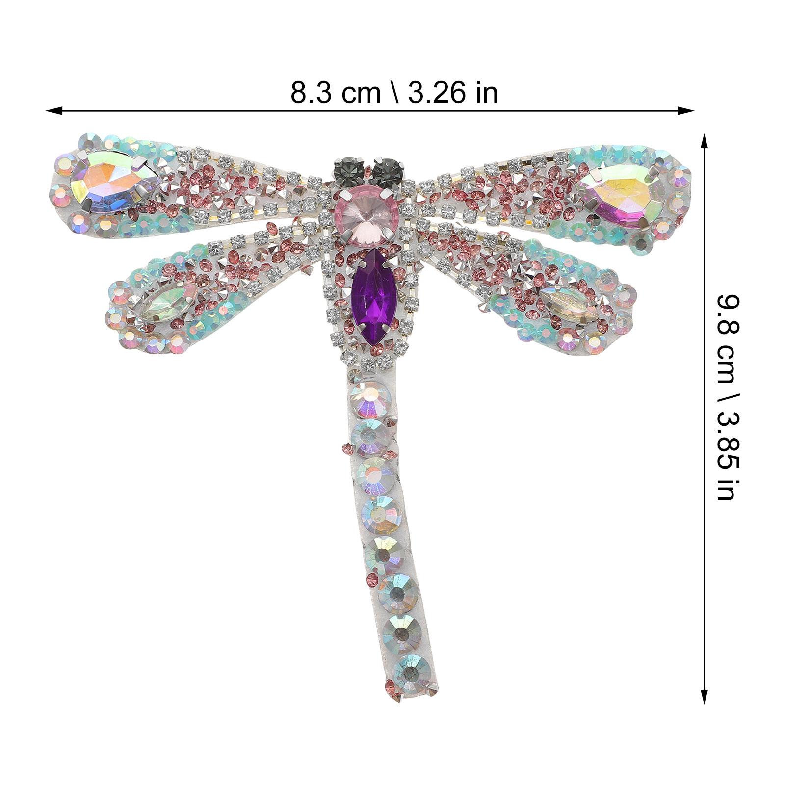 

DIY Rhinestone Patch Iron on Dragonfly Applique for Clothing Hat Bag Shoe Decor Fashion Garment Accessories Rhinestone Patch розовый