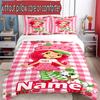 3pcs Duvet Cover Set (1*Duvet Cover + 2*Pillowcase, Without Core), Custom Name Strawberry Shortcake Pattern Bedding Set, Home Bedroom Decor Gift