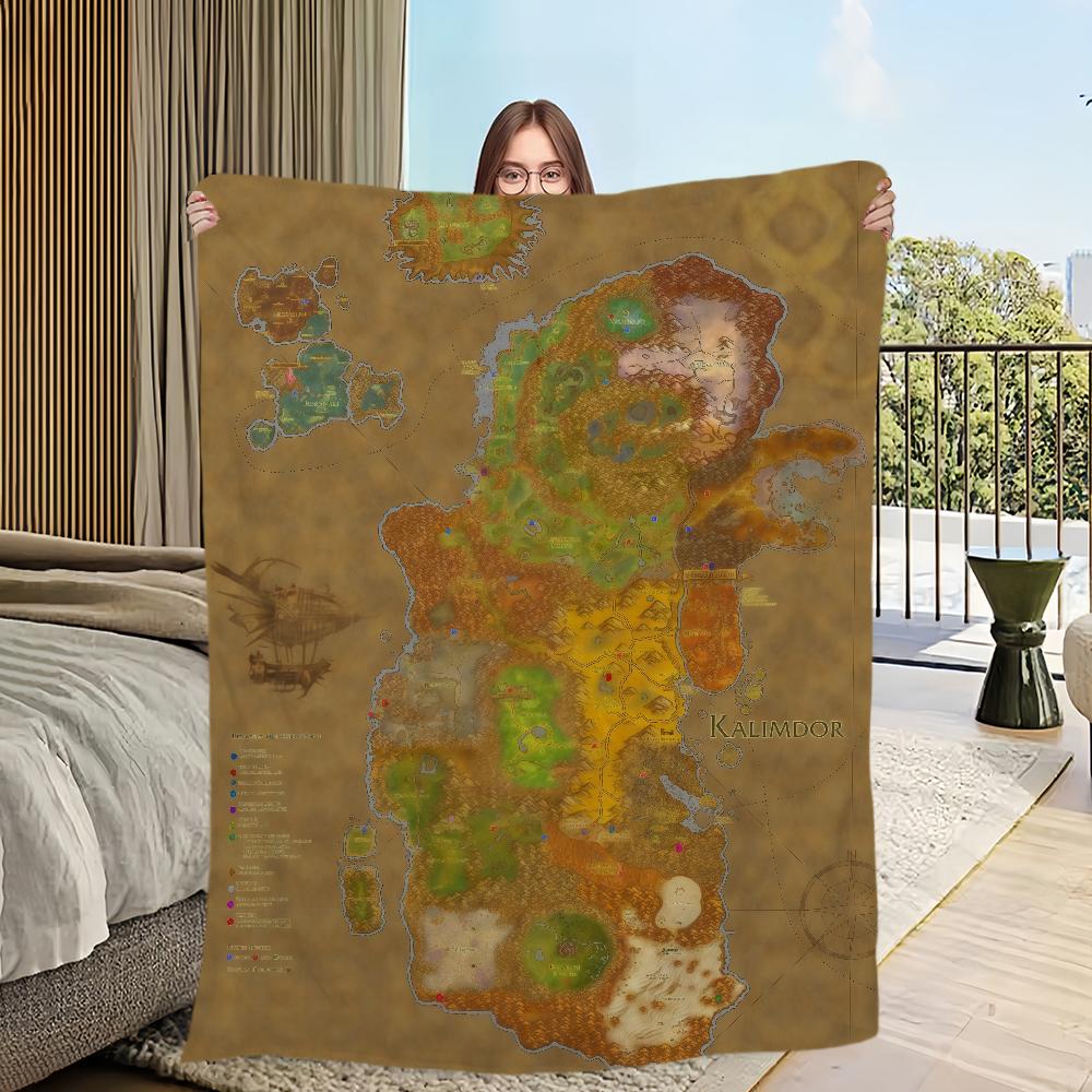 W-World of W-Warcraft-ES Map Game Blanket For Sofa Room Microfiber Bedding Blanket office Travel Gift Home