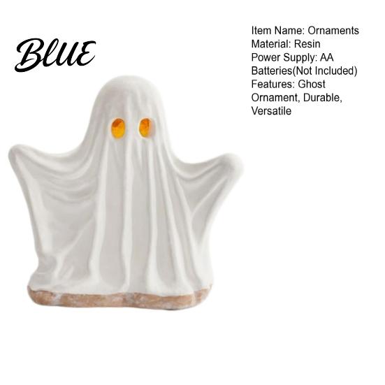 Creative Halloween Room Accents Ghost Ornament with Warm Light Cute Spooky Luminous Figurine Unique Gift Ideas Resin Night Light for Tabletop