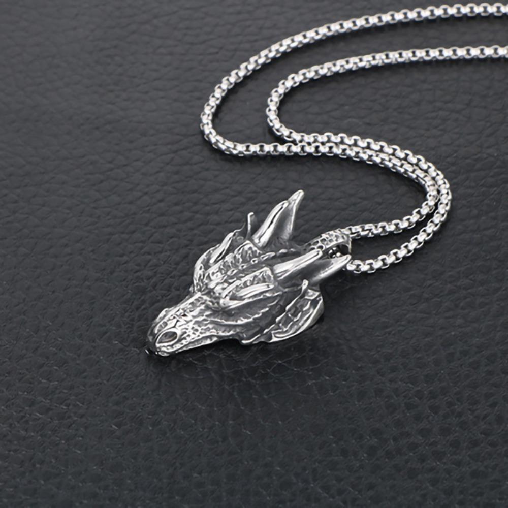 Pandantiv Unic Craniu de Animal din Oțel Titanic Colier Punk Stil Gothic Bijuterii Unisex