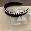 Women Vintage Black Velvet Pearls Hairband with Teeth Anti Slip Adult Hair Clip Wide Edge Headband Girls New Hair Accessory