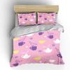 3Pcs Birds And Teaware Pattern Duvet Cover Set Digital Print Colorful Polyester Bedding With Zipper Closur For Kids Gifts