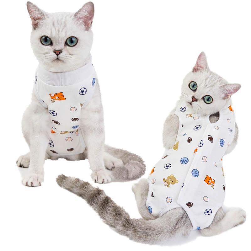 Cat Surgery & Weaning Suit: Anti-Lick Spay/Postpartum Wear for Spring & Summer, Four-Legged Design.