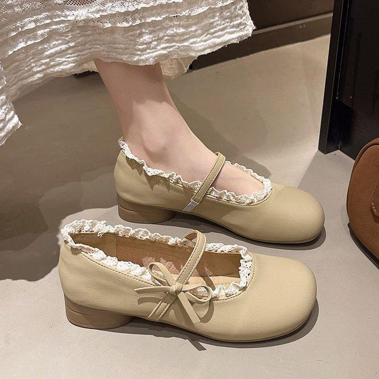 Japanese jk cute bow round head Lolita small leather shoes women's 2025 autumn new with skirt Mary Jane shoes