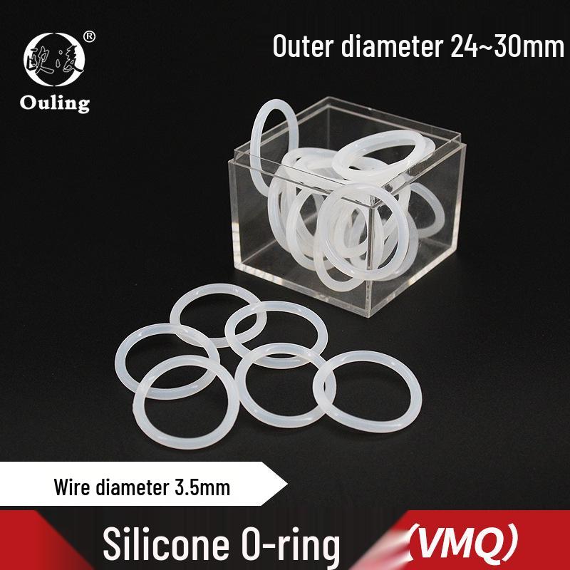 Silicone O-ring Seal, White, 24-30 mm Diameter, Waterproof, Temperature Resistant, High Elasticity 24*3.5mm O-ring (5 pieces)