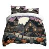 Halloween Three-piece Bedding Set Quilt Cover Pillowcase Brushed Fabric Thickened