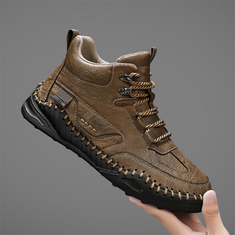 38-48 Men Large Size Hand-stitching Leather Men Boots Split Leather Casual Leather Shoes Men Ankle Boots
