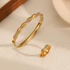 Modern Luxury Stainless Steel Jewelry Set With Beaded Bangle And Ring For Women