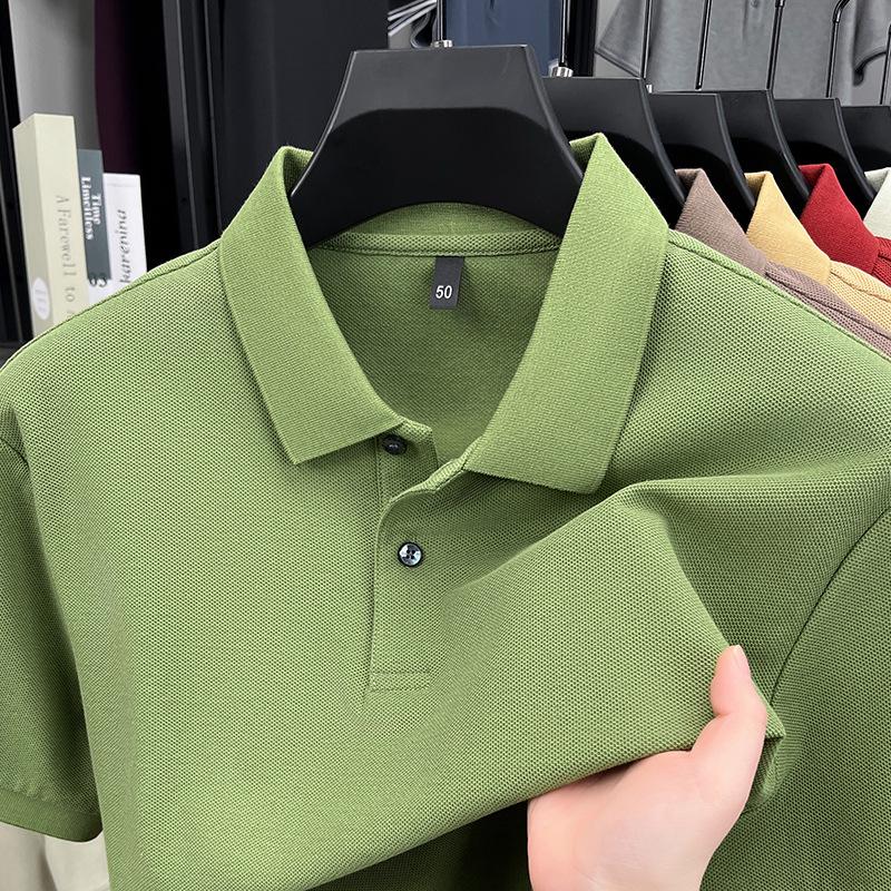

Men s Summer 2025 Pure Cotton Short Sleeve Lapel T-shirt 125/3XL