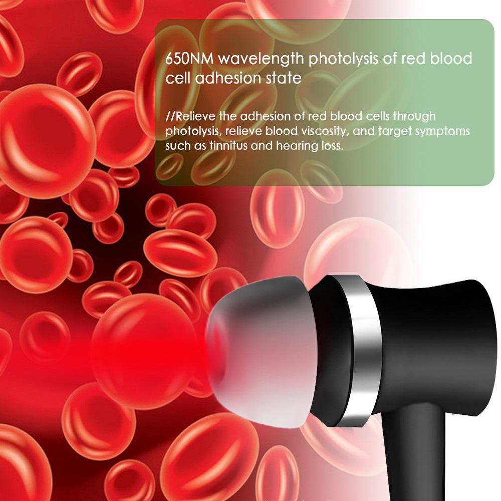 Portable Tinnitus Ear Laser Therapy 650nm LLLT Irradiation Laser Physiotherapy Earplug Otitis Media Hypertension Treatment