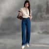 New Arrivals Open Run Women Cotton Double Pin Tuck Wide Fit Back Banded Jeans