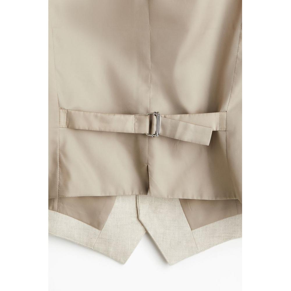 H M Linen Suit Vest sliM Fit ligHt Beige