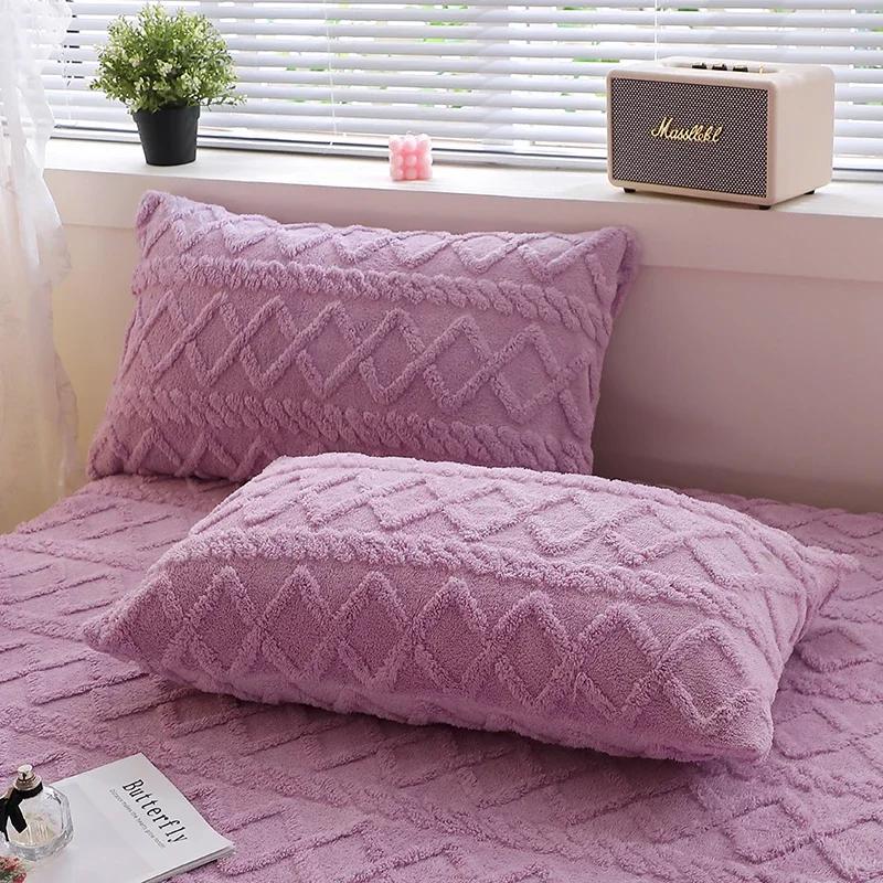 2pcs Pillowcase Velvet Pillow Cover 48x74cm Pillowslip Rectangle Cushion Cover Warm Pillow Case fundas de almohada