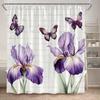 Eucalyptus Leaves Shower Curtains Autumn Brown Leaf Watercolour Plants Modern Bath Curtain Polyester Fabric Home Bathroom Decor