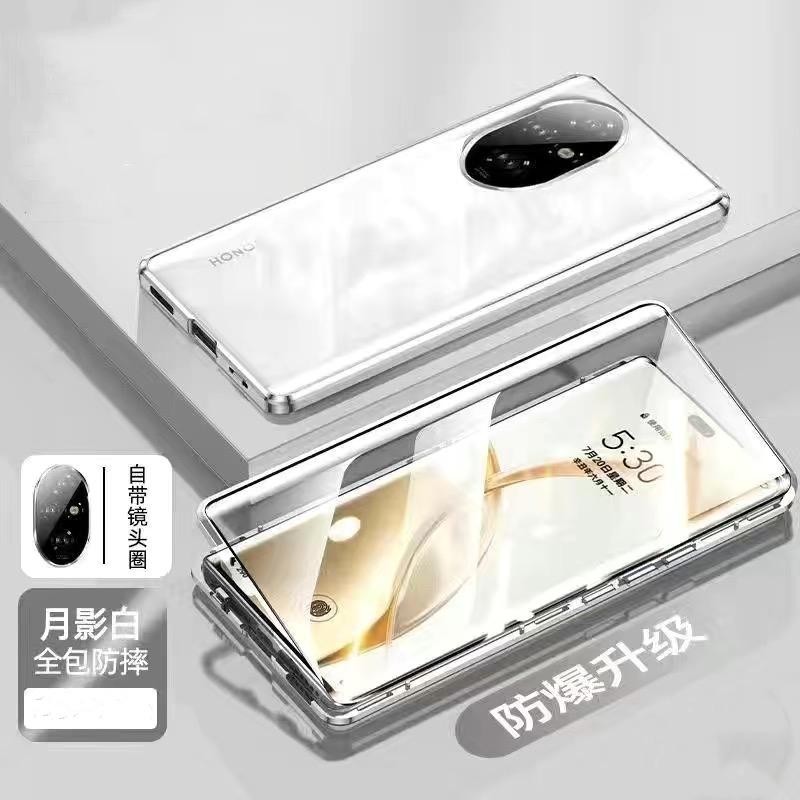 Funda Completa 360 Para Honor 200 Pro Funda Para Honor 200 100 Adsorción Magnética Doble Cara Cubierta Protectora de Vidrio Templado Metálico